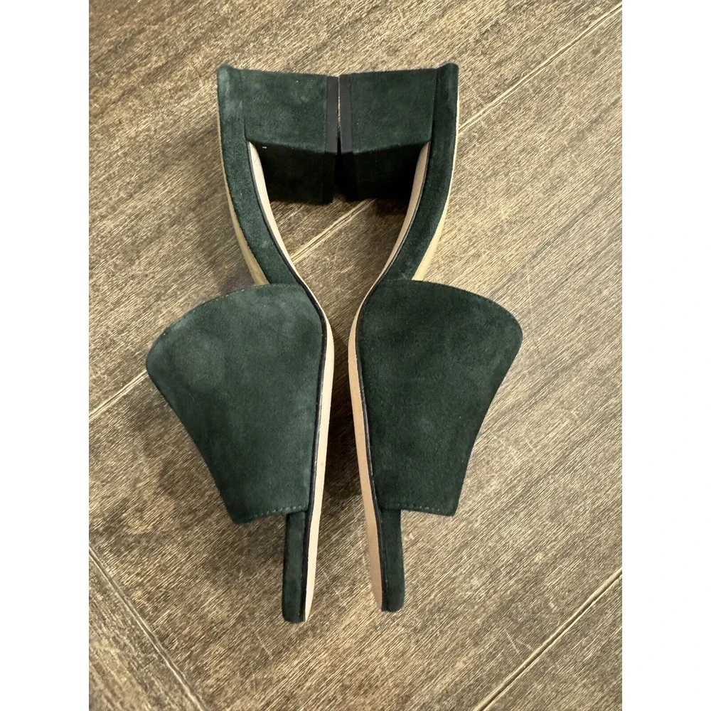 L'agence Green Suede Open Toe Block Heel‎ Slip On Size 37 US 6 - Picture 2 of 10